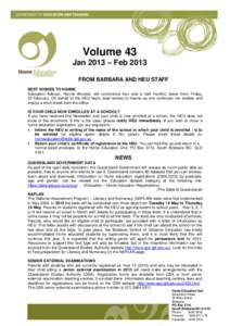 Home Education newsletter Volume 43