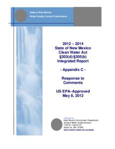 Appendix C:  Response to Comments[removed]State of New Mexico Clean Water Act §303(d)/§305(b) Integrated Report