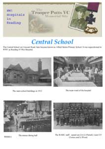 Central School The Central School on Crescent Road, later became known as Alfred Sutton Primary School. It was requisitioned in WW1 as Reading #5 War Hospital. WH0011