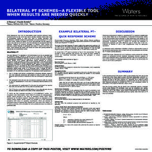 BILATERAL PT SCHEMES—A FLEXIBLE TOOL WHEN RESULTS ARE NEEDED QUICKLY Al Ramsay1, Claudia Ketteler2 1 Waters, Milford, MA, USA, 2Waters, Frechen, Germany