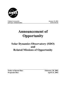 National Aeronautics and Space Administration January 18, 2002 AO 02-OSS-01