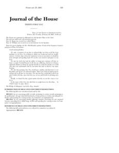 FEBRUARY 25, [removed]Journal of the House THIRTY-FIRST DAY