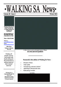 Volume 20 Issue 2  Winter 2012 Newsletter of the Walking Federation of