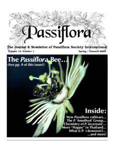 Passiflora The Journal & Newsletter of Passiflora Society International Volume 13, Number 1