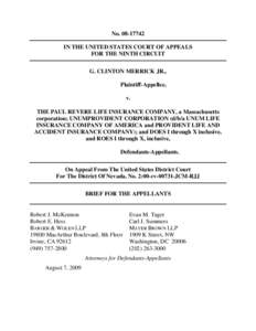 No[removed]IN THE UNITED STATES COURT OF APPEALS FOR THE NINTH CIRCUIT G. CLINTON MERRICK JR., Plaintiff-Appellee, v.