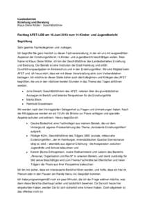 Landesbetrieb Erziehung und Beratung Klaus-Dieter Müller - Geschäftsführer Fachtag AFET-LEB am 10.Juni 2013 zum 14-Kinder- und Jugendbericht Begrüßung