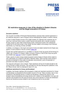 Council of the European Union PRESS EN BACKGROUND NOTE