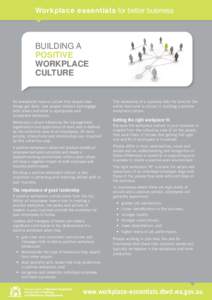 Workplace essentials for better business  BUILDING A POSITIVE WORKPLACE CULTURE