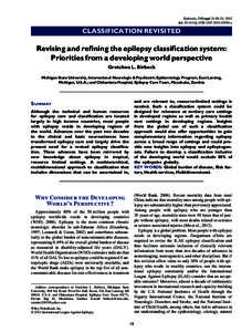 Revising and refining the epilepsy classification system: Priorities from a developing world perspective