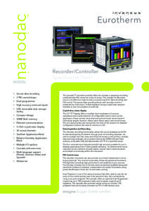 Recorder/Controller Specification Sheet MODEL • Secure data recording • 2 PID control loops