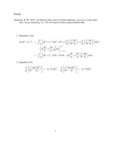 Errata: Samelson, R. M., 2010. An effective-beta vector for linear planetary waves on a weak mean flow. Ocean Modelling, 32, , doi:j.ocemodEquation (1.16): 2