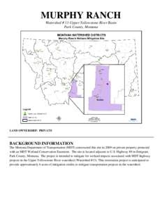 MURPHY RANCH Watershed # 13-Upper Yellowstone River Basin Park County, Montana LAND OWNERSHIP: PRIVATE