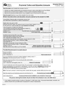 Schedule BC(S11)  Provincial Tuition and Education Amounts T1 General – 2009