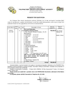 Republic of the Philippines  Department of Agriculture PHILIPPINE FIBER INDUSTRY DEVELOPMENT AUTHORITY 7th Floor Sunnymede IT Center 1614 Quezon Avenue, Quezon City