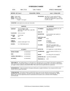 HYDROGEN CYANIDE HCN MW: [removed]METHOD: 6017, Issue 1