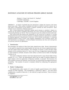 BAYESIAN ANALYSIS OF LINEAR PHASED-ARRAY RADAR Andrew G. Green and David J.C. MacKayy Cavendish Laboratory Cambridge, CB3 0HE. United Kingdom. ABSTRACT. A number of methods have been developed to analyze the response of