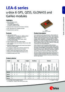 u-blox 6 GPS, QZSS, GLONASS and Galileo modules locate, communicate, accelerate