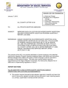 REASON FOR THIS TRANSMITTAL  January 7, 2013 ALL COUNTY LETTER 12-50