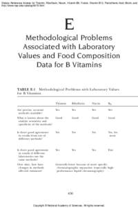 Dietary Reference Intakes for Thiamin, Riboflavin, Niacin, Vitamin B6, Folate, Vitamin B12, Pantothenic Acid, Biotin, and http://www.nap.edu/catalog/6015.html E Methodological Problems Associated with Laboratory