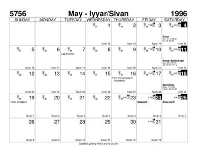 5756  May - Iyyar/Sivan SUNDAY