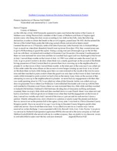 Southern Campaign American Revolution Pension Statements & Rosters Pension Application of Thomas Hall S16862 Transcribed and annotated by C. Leon Harris State of Virginia County of Mathews on this 14th day of July 1834 P