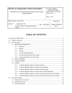 Division of Compensation Analysis and Support Site Profiles for Atomic Weapons Employers that Worked Uranium Metals Document Number: Battelle-TBD-6000