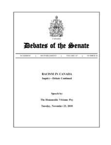 CANADA  Debates of the Senate 3rd SESSION  .