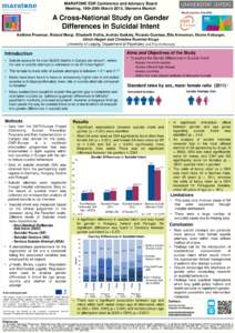 MARATONE ESR Conference and Advisory Board Meeting, 19th-20th March 2015, Siemens Munich A Cross-National Study on Gender Differences in Suicidal Intent Aislinné Freeman, Roland Mergl, Elisabeth Kohls, András Székely,