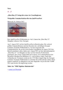 News  „Zhen Hua 23“ bringt die ersten vier Umschlagkrane