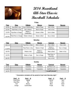 2014 Heartland All-Star Classic Baseball Schedule Friday Time