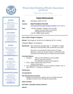 Rhode Island Building Official’s Association www.riboa.net PO Box 1246 – Coventry, RI[removed]___________________________________________________________  Regular Meeting Agenda