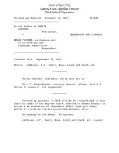 State of New York Supreme Court, Appellate Division Third Judicial Department Decided and Entered: November 13, 2014 ________________________________ In the Matter of MARTIN