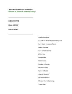 The Cultural Landscape Foundation Pioneers of American Landscape Design ___________________________________ RICHARD HAAG ORAL HISTORY