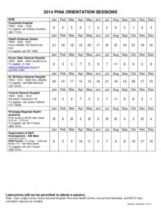 2014 PHIA ORIENTATION SESSIONS SITE Concordia Hospital TIME: 1345 – 1430 To register call Andrea Hrushka[removed])