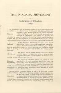 THE NIAGARA MOVEMENT Declaration of Principles 1  4