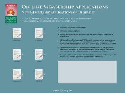 On-line Membership Applications New Membership Applications or Upgrades Select, complete & submit the form for the grade of membership you consider most appropriate for your situation. •	 Information on grades of membe