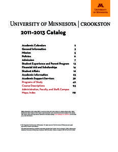 2011–2013 Catalog Academic Calendars	 2 General Information	 3 Mission	5