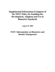 Supplemental Information in Support of the NSTC Policy