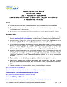 Infection Control Guidelines for the Use of Respiratory Equipment or Procedures in Patients with Probable or Suspect Severe Respiratory Illness with Unknown Diagnosis