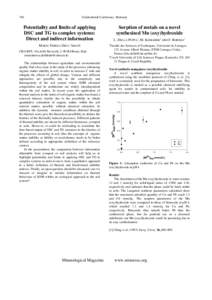 Goldschmidt Conference Abstracts  740 Potentiality and limits of applying DSC and TG to complex systems: