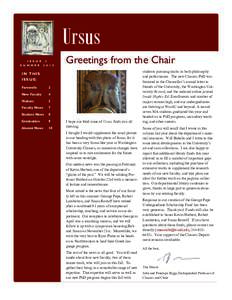 Ursus I S S U E 3 S U M M E RGreetings from the Chair