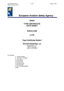 Transport / Type certificate / Turboprop / Europe / European Aviation Safety Agency / Airworthiness Directive / Walter M601 / Aviation / Let L-410 Turbolet / Military equipment of Slovenia