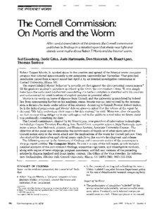 Computer worms / Hacking / Morris worm / Computer network security / Robert Tappan Morris / Cornell University / Gene Spafford / Hacker / Vulnerability / Computing / Computer security / Cyberwarfare