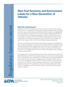 New Fuel Economy and Environment Labels for a New Generation of Vehicles  (EPA-420-F-11-017a, May 2011)