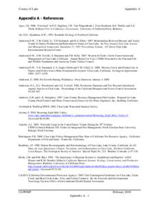 County of Lake  Appendix A Appendix A - References Agee, J.K. 2006. ‘Foreword’ in N.G. Sugihara, J.W. Van Wagtendonk, J. Fites-Kaufman, K.E. Shaffer and A.E.