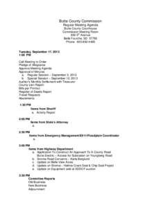 Parliamentary procedure / Geography of the United States / Geography of South Dakota / Meeting / Butte / Agenda / Belle Fourche /  South Dakota / South Dakota