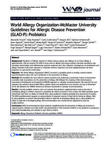 World Allergy Organization-McMaster University Guidelines for Allergic Disease Prevention (GLAD-P): Probiotics