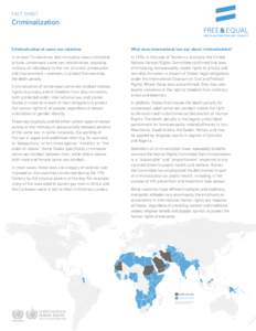 Fact sheeT  Criminalization Criminalization of same-sex relations