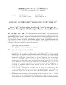 Microsoft Word - Press Release Rent Regulation Report[removed]doc