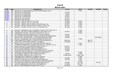 Minute Index ITEM EO Rpt EO Rpt EO Rpt